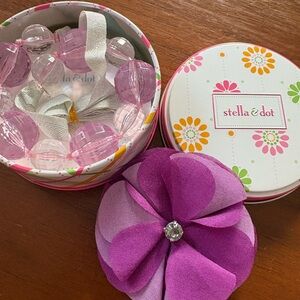 Stella & Dot Pink Bead and Purple Flower Set